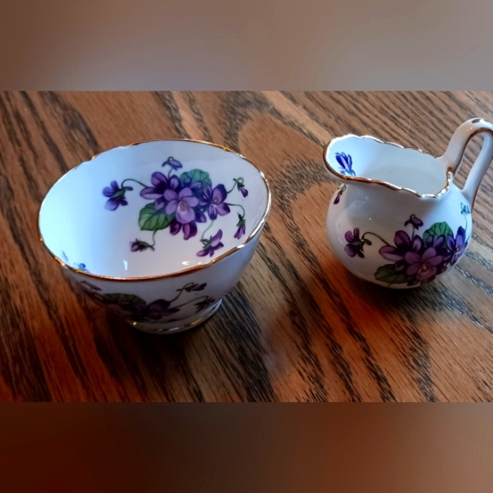 Vintage Violet Sugar and Cream Set by Royal Chelsea